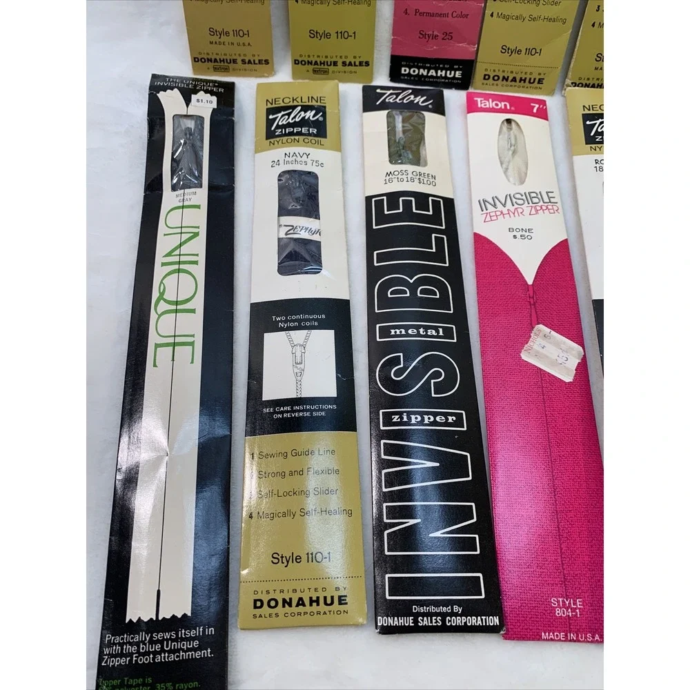 Vintage Lot‎ of 14 Zippers Talon Unique Commar Assorted Colors & Sizes NIP NOS